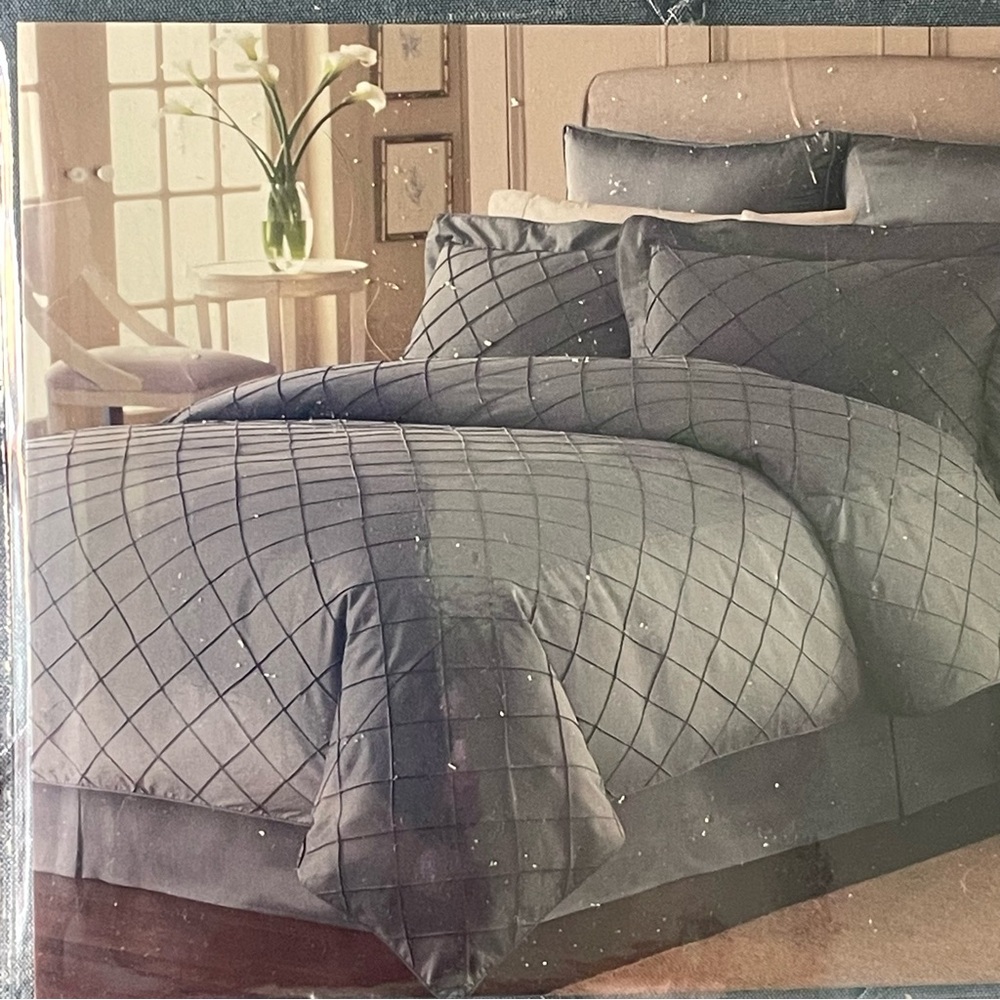 $10 SALE Comforter Cover Set Solid Textured Allegra Blue 4 Price Full/Queen - Picture 2 of 9